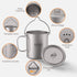 Titanium Cup, Ultralight 750ml Portable Water Mug with Lid and Foldable Handle for Outdoor Camping Cooking Picnic