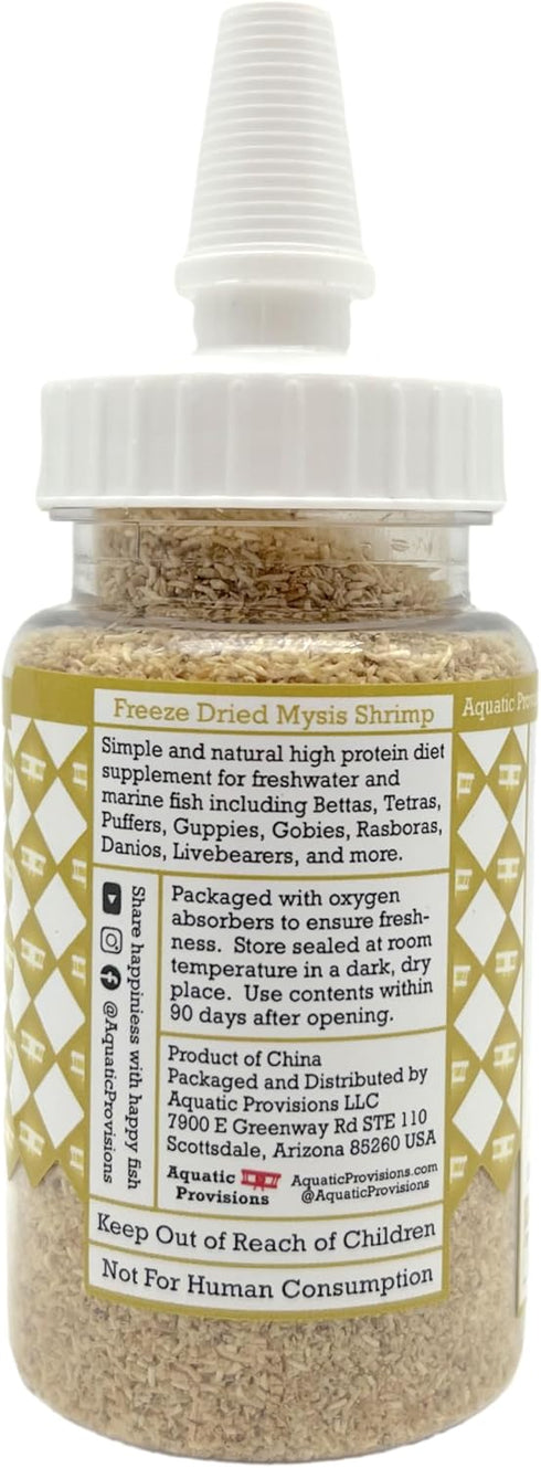 0.6 oz, Aquatic Provisions Mini Mysis Freeze Dried Fine Mysis Shrimp Floating Loose Fish Food for Freshwater and Marine