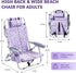 Pinikuyiro Backpack 220LBS Beach Chairs for Adults, Compact Portable Lay Flat Folding Beach Chair with Straps and Large