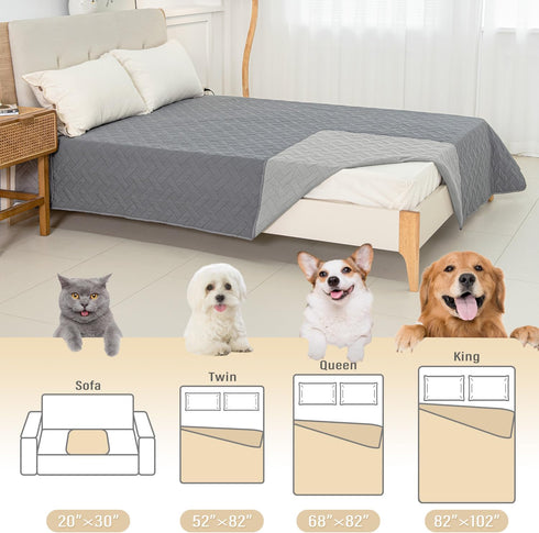 Dog Bed Cover for Pets - Waterproof Blanket Rug Pads for Couch Protection, Reusable Changing Pad, Dark Grey+Light