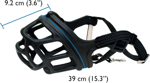ZEUS Alpha TPR Muzzle, Comfort Fit Design for X-Large Dogs, Prevents Biting, Barking, Chewing, Black