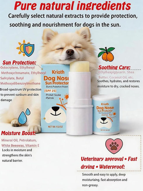 Cwdbbzj SPF-25 Dog Nose Sunscreen Balm Plant-Based, Lick-Safe Sun Protection with Shea Butter Moisturizing Nose Butter