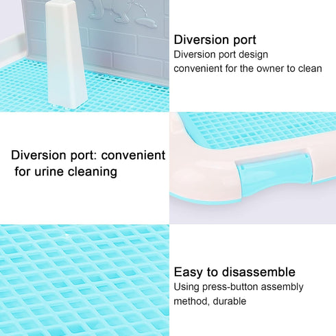 Pet Dog Toilet Litter Box, Portable Indoor Puppy Training Toilet Tray, Blue