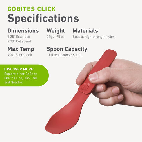 humangear GoBites Click, Travel & Camping Utensils, Portable & Convertible Dining Ware, Collapsible Fork and Spoon