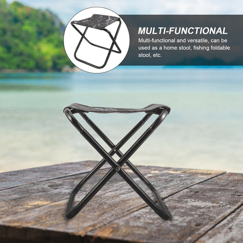Toddmomy Portable Folding Stool Small Travel Camping Chair Lightweight Blue Camouflage Foldable Seat for Hiking