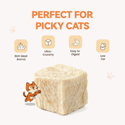 9 oz Freeze Dried Chicken Cat Treats, Single Ingredient Healthy Cat Snacks & Food Topper for Picky Cats, High Protein
