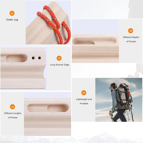 TWO STONES Portable Fingerboard, Rock Climbing Training Boards with Edges and Pockets, Indoor and Outdoor