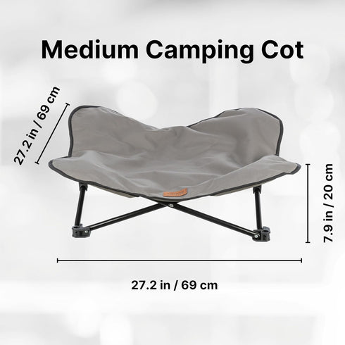 TRIXIE Camping Cot for Dogs - Elevated Folding Padded Pet Bed, Raised Travel Lounger for Small to Medium Dogs