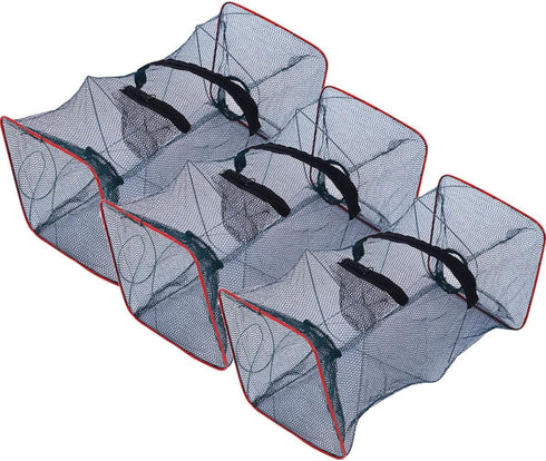 Luxshiny 3pcs Folding Lobster Trap and Minnow Fishing Net with Spring Frame