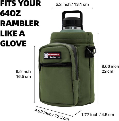 (64/128oz) NATURE PIONEOR Water Bottle Holder with Adjustable Strap - Half/One Gallon Insulated Water Bottle Sling