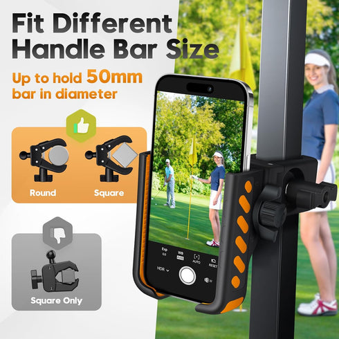 Mixsuper Liner Golf Cart Phone Mount Holder for Club Car/EZGO/Yamaha, Big Phones Thick Cases Friendly, Universal Phone