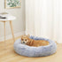 Bedfolks Calming Donut Dog Bed, 30 Inches Round, Fluffy Anti-Anxiety Plush Bed, Machine Washable, Navy Blue