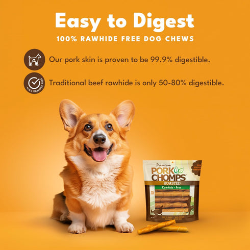 6-inch 15 Count Pack 2 Pork Chomps Dog Chews, Roasted Pork Skin, Twists | |