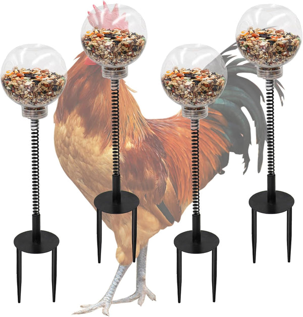 Oooct 4 Pack Chicken Peck Toy - Chicken Enrichment Toys with Swing Feeder