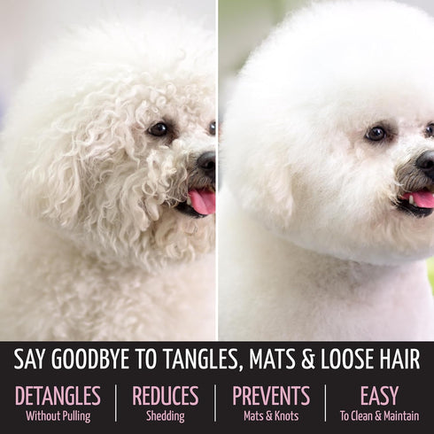 Tauro Pro Line Deshedding Slicker Brush for Dogs & Cats, Soft Pins for Gentle Dematting & Detangling, Grooming Tool