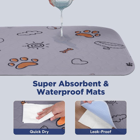 2-Pack 18x24 Washable Waterproof Pee Pads for Dogs - Small Super Absorbent Reusable Training Pads, Non-Slip & Ideal