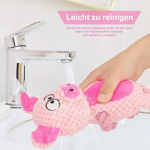 Dog Squeaker Toys with Crinkle Paper, Stuffed Animal Plush Chewing Toy for Puppy, Small, Medium Dogs (Pink Pig)