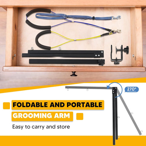 Adjustable Dog Grooming Arms with Anti-Slip Metal Clamp, Portable Arm for Table with 1 Loop Noose for Dogs/Cats