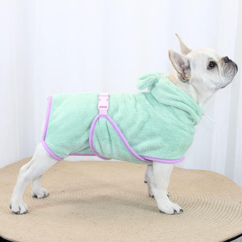 Dog Bathrobe Towel, Cat Bathrobe Microfiber Fast Drying Absorbent Hooded Bath Towel for Puppy Small Medium Large Dog