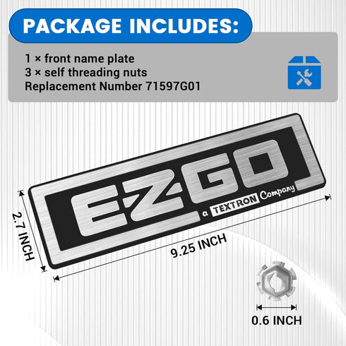 Name Plate for EZGO TXT 1994-2010 Gas & Electric Golf Carts, 71037G01