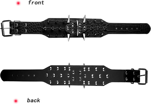 New Spiked Dog Collar, Protecting Neck from Biting, Spiked Studded Pet Collar for Small Dogs, 2" Width, Black (Fits