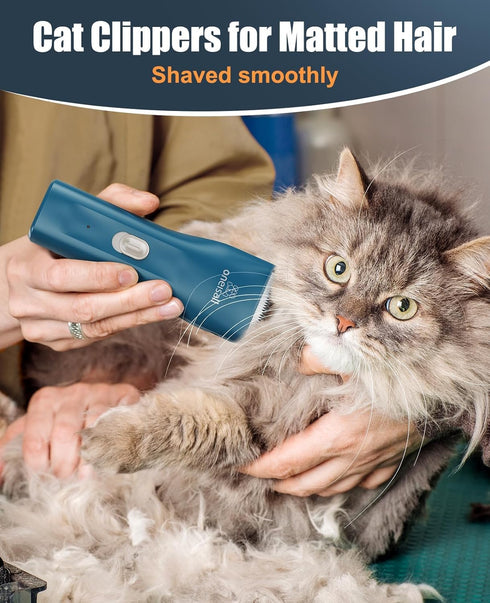 oneisall Pet Clipper for Cat Matted Hair, Pet Shaver for Cats Quiet Pet Clippers Waterproof Cordless Cat Clippers