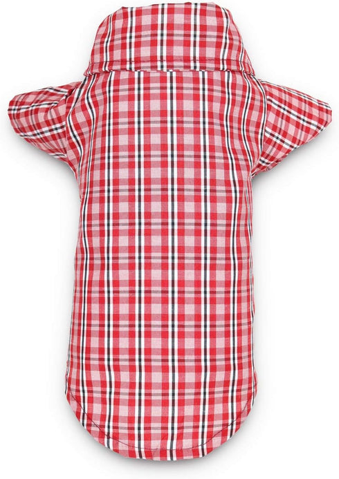DroolingDog 3 Pack Plaid Dog Shirts - Small Dog T-Shirt with Checked Pattern, Puppy Button Up Tee, Black White Rose Blue