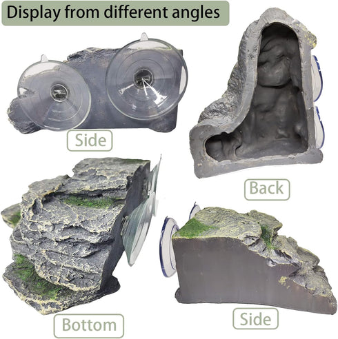 PINVNBY Turtle Basking Platform, Large Reptile Climbing Shale Resin Ledge with Suction Cups