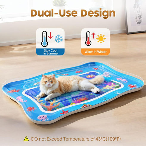 Catpick joy 0.7mm Cat Water Mat - Interactive Cat Toys Upgraded Thickened PVC Cooling & Heating Water Bed with Floating