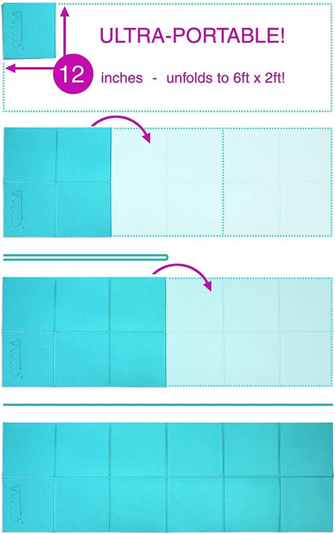 VViViD Thick Foldable PVC Padded Square Tile Workout and Yoga Mat, 6ft x 2ft