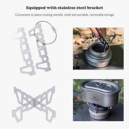 iBasingo Ti2001C Ultralight Titanium Camping Alcohol Stove 60ml Portable Mini Spirit Burner with Stand for Outdoor