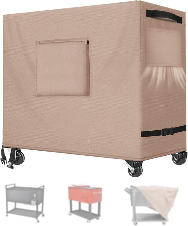 Kovshuiwe Waterproof 80 Qt Rolling Cooler Cart Cover Outdoor Beverage Cart Patio