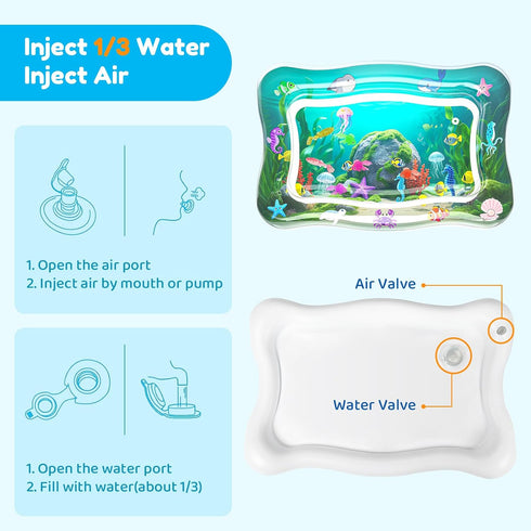 Summer Interactive Cat Toys for Indoor Cats, Upgraded Cat Water Mat with Floating Fish - Durable Sensory Play Mat