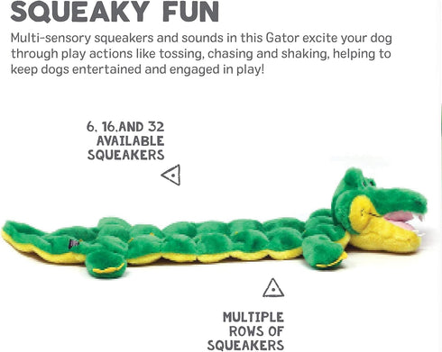 Outward Hound Squeaker Matz Plush Gator Dog Toy, Small