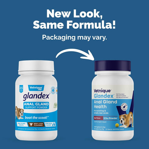 (2.5oz Vetnique Glandex for Dogs Anal Glands Supplement Powder Digestive Health with Fiber, Pumpkin, Digestive Enzymes