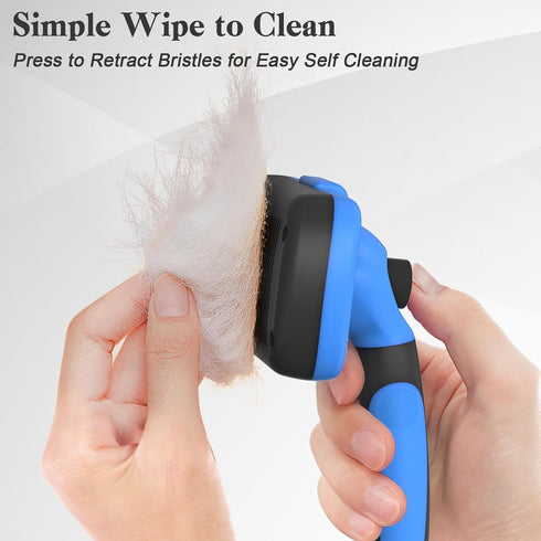 Swihauk Self Cleaning Slicker Brush - Skin Friendly Deshedding Tool for Dogs & Cats, Blue, Suitable for Shedding Pets