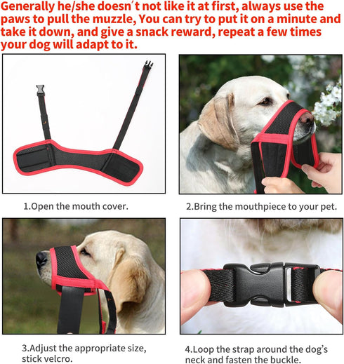 HEELE Dog Muzzle, Soft Nylon Anti Biting Barking Chewing, Air Mesh Breathable Adjustable Loop Muzzle for Small Medium