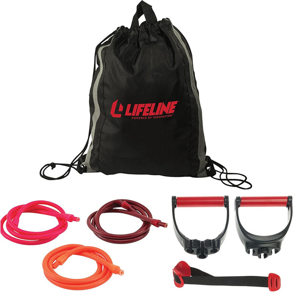 Lifeline Variable Resistance Trainer Kit - Adjustable Resistance Level Bands, Includes Triple Grip Handles, Carry Bag
