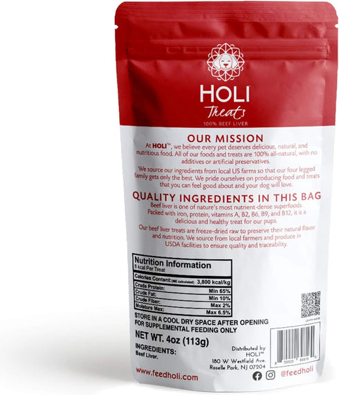 HOLI Freeze Dried Liver Treats for Dogs - All Natural Healthy Beef Liver, 100% Made in USA, Grain Free