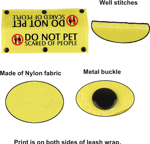 Funny Dog Leash Sleeve, Do Not Pet Scared of People Dog Leash Wrap Sleeve Alert Tag for Pet Birthday Gift (Scared of