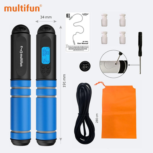 multifun Jump Rope with Calorie Counter, Adjustable Digital Skipping Rope for Fitness, Workout, Boxing, Gym