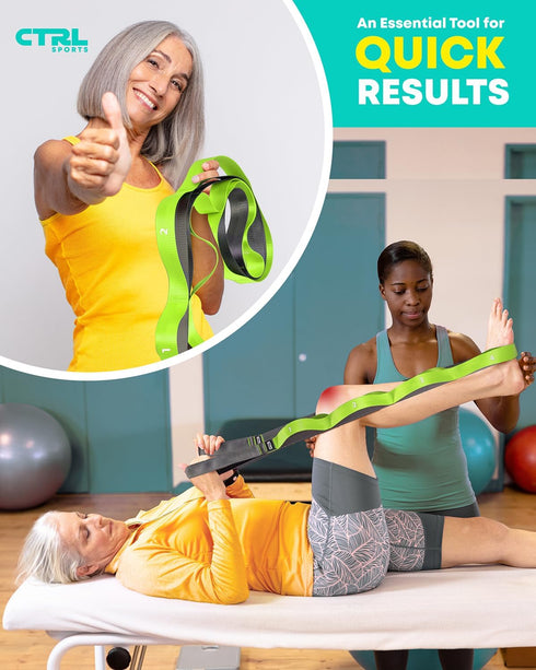 Stretching Strap with Loops - Non Elastic Stretch Band for Yoga, Physical Therapy, Flexibility Exercise Equipment