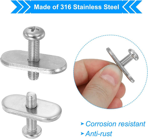 PATIKIL 316 Stainless Steel Kayak Rail Track Screws and Nuts, 4 Pack Hardware Gear Mount Replacement Kit
