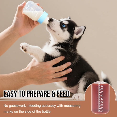 4oz Puppy Kitten Nursing Bottle - Small Animal Feeding Kit with Nipples | Hand Feeding Supplies for Puppies, Kittens