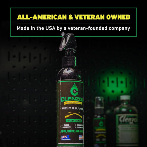 8 oz Clenzoil Field & Range Trigger Sprayer Bottle - CLP Gun Lubricant - Premium Firearm Maintenance - Rust