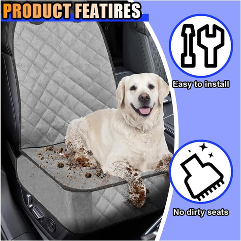 smilfuy Dog Car Front Seat Cover with Side Flaps, Waterproof & Scratch Proof Car Seat Protector for Dog, Nonslip Pet
