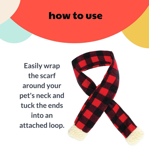 Huxley & Kent Pet Scarf - Buffalo Check (Large) - Festive Holiday Accessory for Dogs/Cats