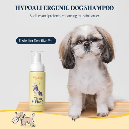 Clean and Floofy Dry Dog Shampoo with Glove No Rinse Spray Foam, Anti-Itch, Odor Control, Moisturizing & Conditioning