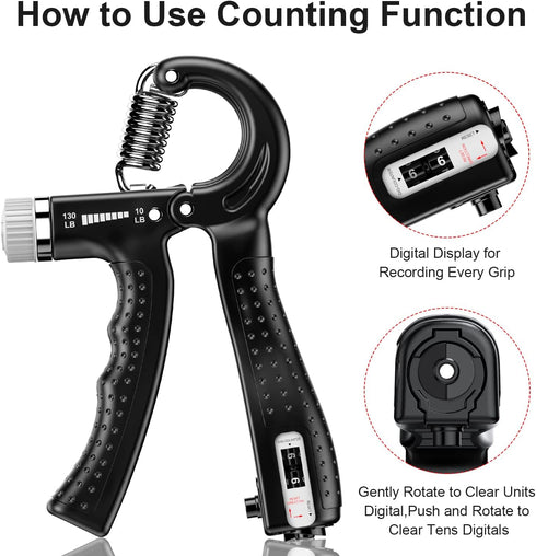 KDG Hand Grip Strengthener 2 Pack - Adjustable Resistance 10-130 lbs for Muscle Building and Recovery