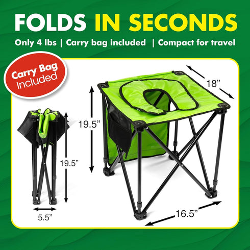 TravelJohn Commode 2-in-1 Commode 225 lbs Foldable Chair Portable Toilet with & Seat Lightweight Steel Frame & Padded